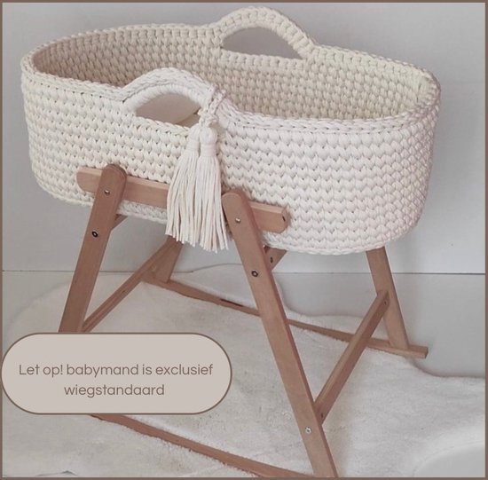 ByFame - babySara babymand - mozesmand - crème - handgemaakt - 100% katoen - inclusief matrasje