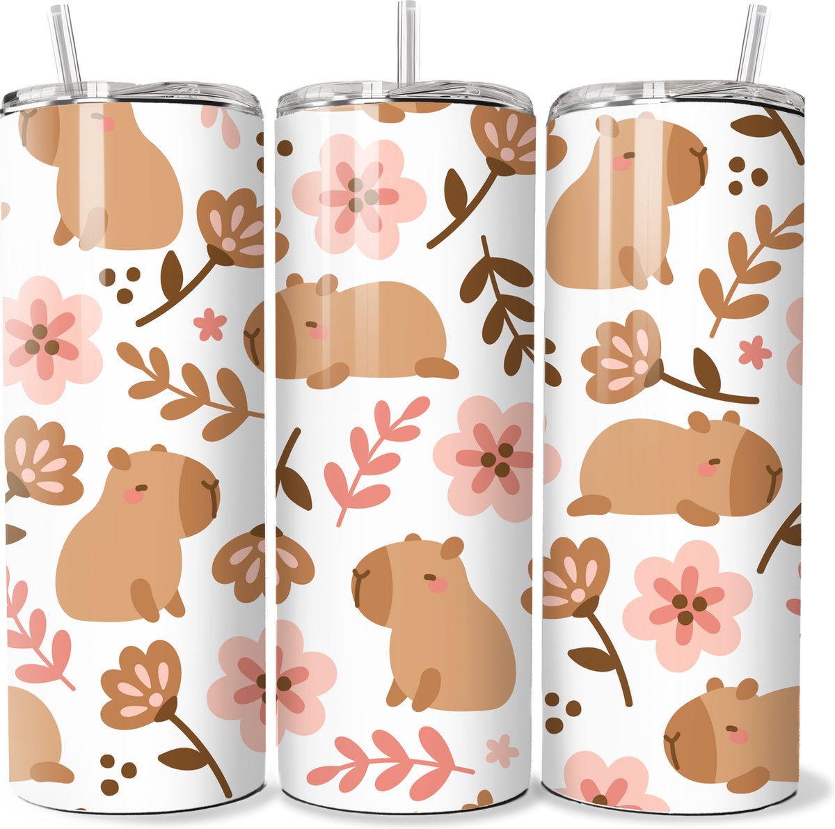 KadoDash - Capibara Tumbler - drinkbeker - rietjesbeker - isolatiebeker - thermoskan - Capibara Tumbler