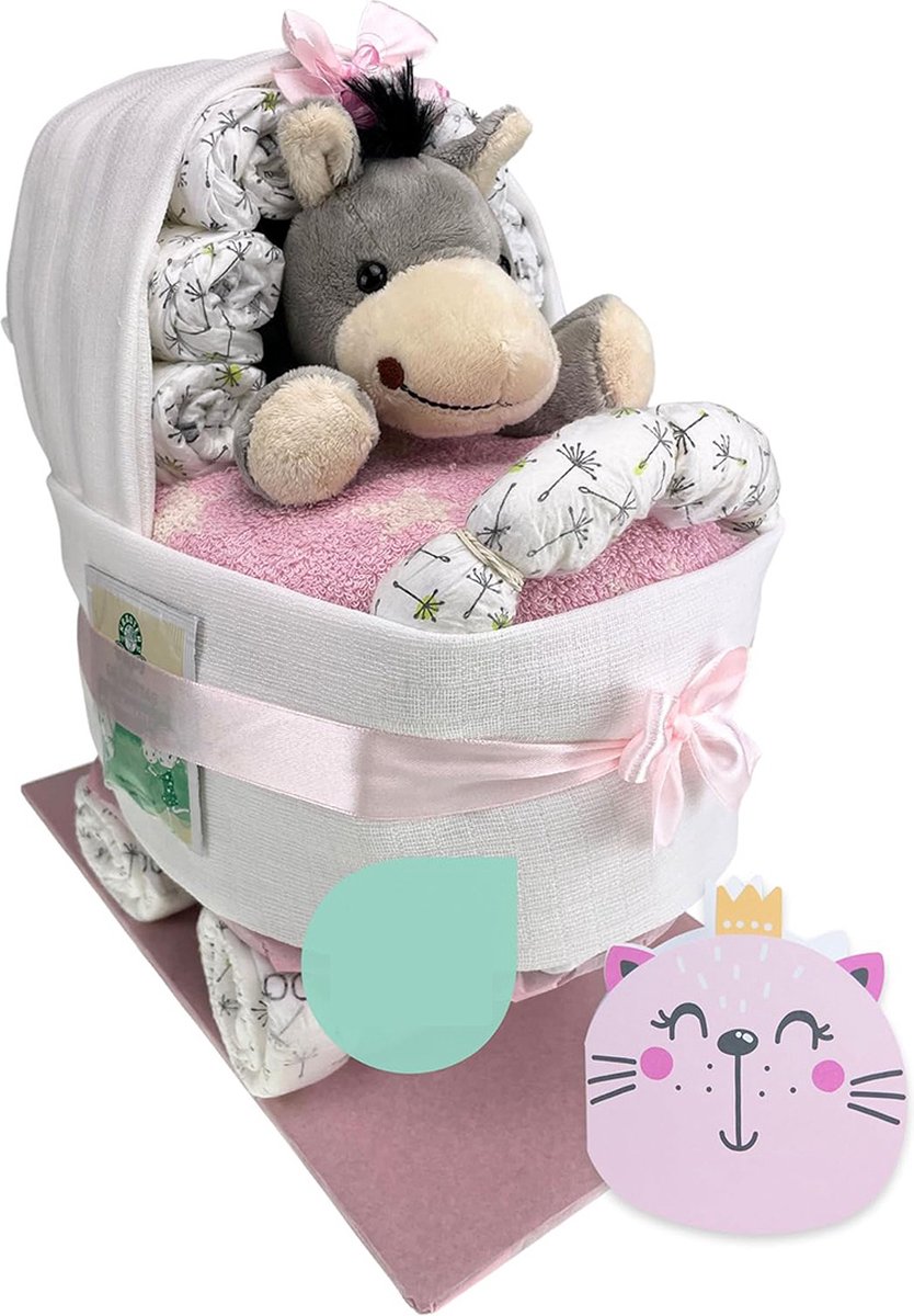 Goedkoopste Kraammand - Geboortemand - Kraamcadeau Meisje of Jongen - Wit - Met Knuffel