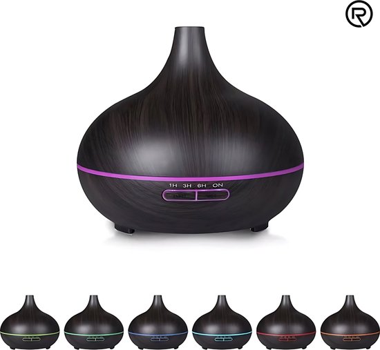 Foto: Aroma diffuser selene 10 ml essentiele olie luchtbevochtiger aromatherapie geurverspreider donkerbruin 400ml