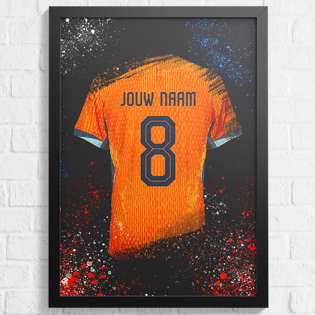 Holland Oranje Nederland Voetbal Poster - Gepersonaliseerd met jouw naam - Voetbal Shirt Poster - Formaat 43 x 61 cm