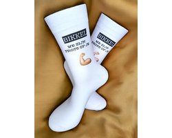 Trots op jou Bikkel - Je kan het - Het is je gelukt - Kanjer - Trots - Geslaagd - Cadeau - Kado - Vierdaagse - geslaagd cadeaus - Lucky Day Socks - Sokken waar je vrolijk van wordt - Maat 37-44