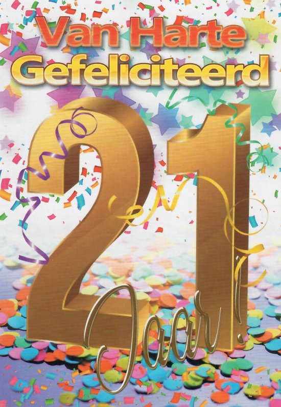 Verjaardagskaart 21 Jaar - Wenskaart Verjaardag - Kaart 21 Jaar