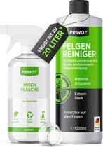 PRINOX® Nettoyant pour jantes concentré 1030 ml avec flacon mélangeur - Convient jusqu'à 20 L - Nettoyeurs de roues sans acide pour toutes les jantes - Nettoyant pour jantes en aluminium, jantes en acier, carbone, mat, chrome - lavage de voiture