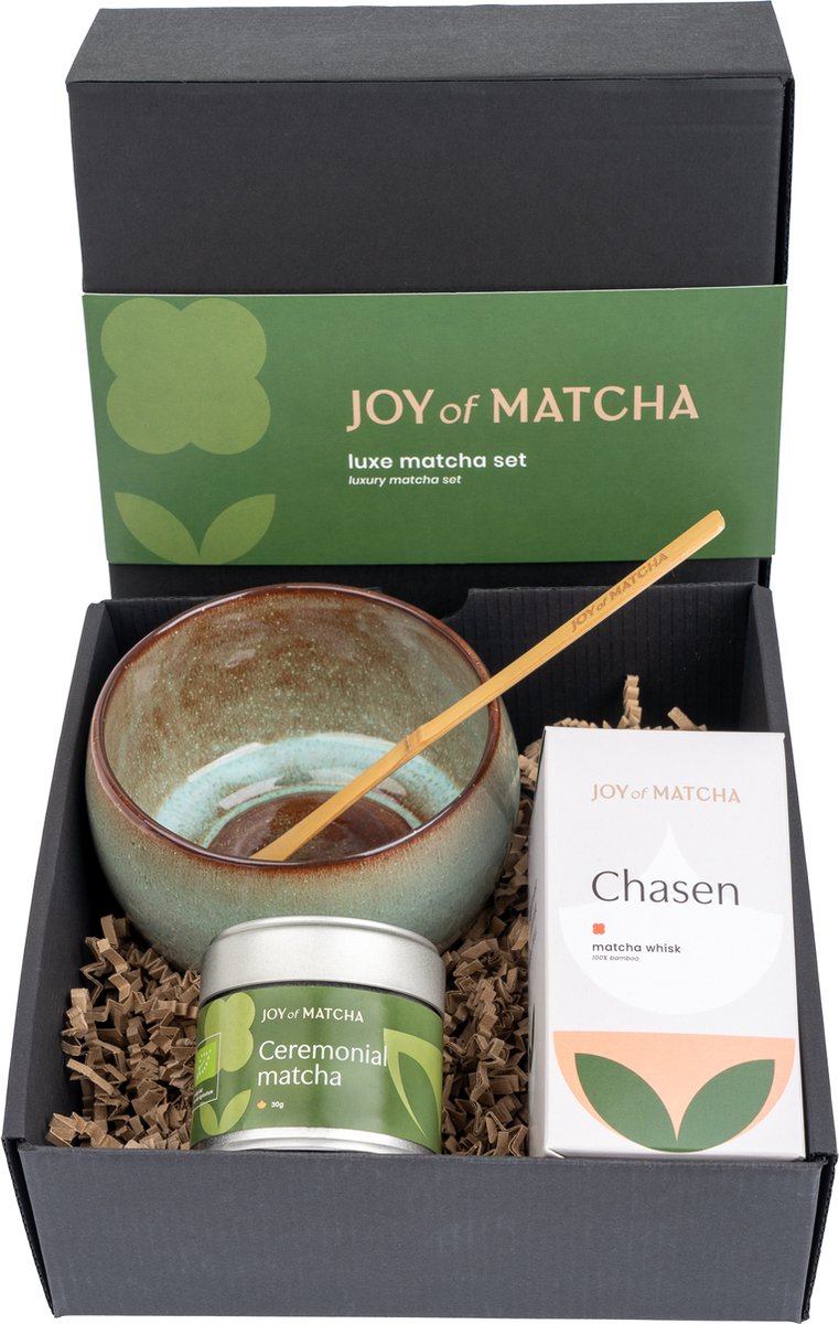 JOY of MATCHA Thee Set - Incl. BIO ceremonial matcha, bamboe whisk, lepel en matcha kom - Matcha Cadeau Set