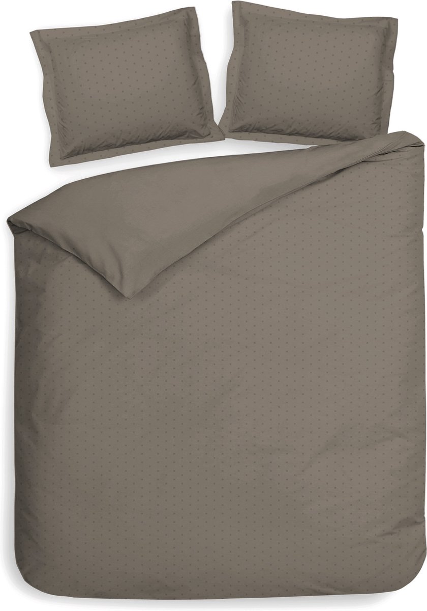 Heckettlane Punto Dekbedovertrek - Tweepersoons - Katoensatijn - 200x200-220cm - Taupe
