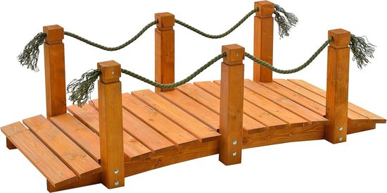 COSTWAY Vijverbrug, tuinbrug, 171,5 x 75,5 x 58 cm, houten brug met COSTWAY Vijverbrug, tuinbrug, 171,5 x 75,5 x 58 cm, houten brug met
