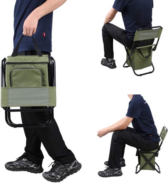Opvouwbare stoel - Vistoeltje Met Tas en Rugleuning - Viskrukje - Geïsoleerde diepvries opbergtas - Campingstoeltje Opvouwbaar - met Opbergtas - heel sterk - stabiel - Draagvermogen 125KG - 10L van Adventure Goods — afbeelding 3