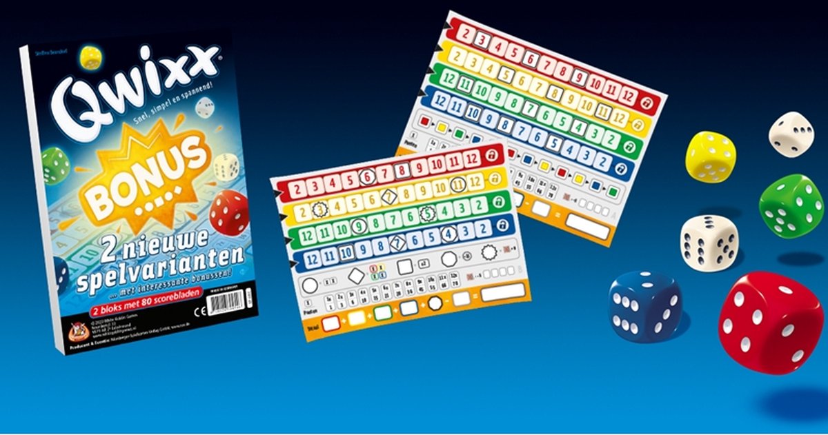 White Goblin Games - Qwixx Bonus - Dobbelspel - 2 tot 5 spelers - Voor de hele familie - uitbreiding - Extra scoreblokken met nieuwe uitdagingen — afbeelding 4