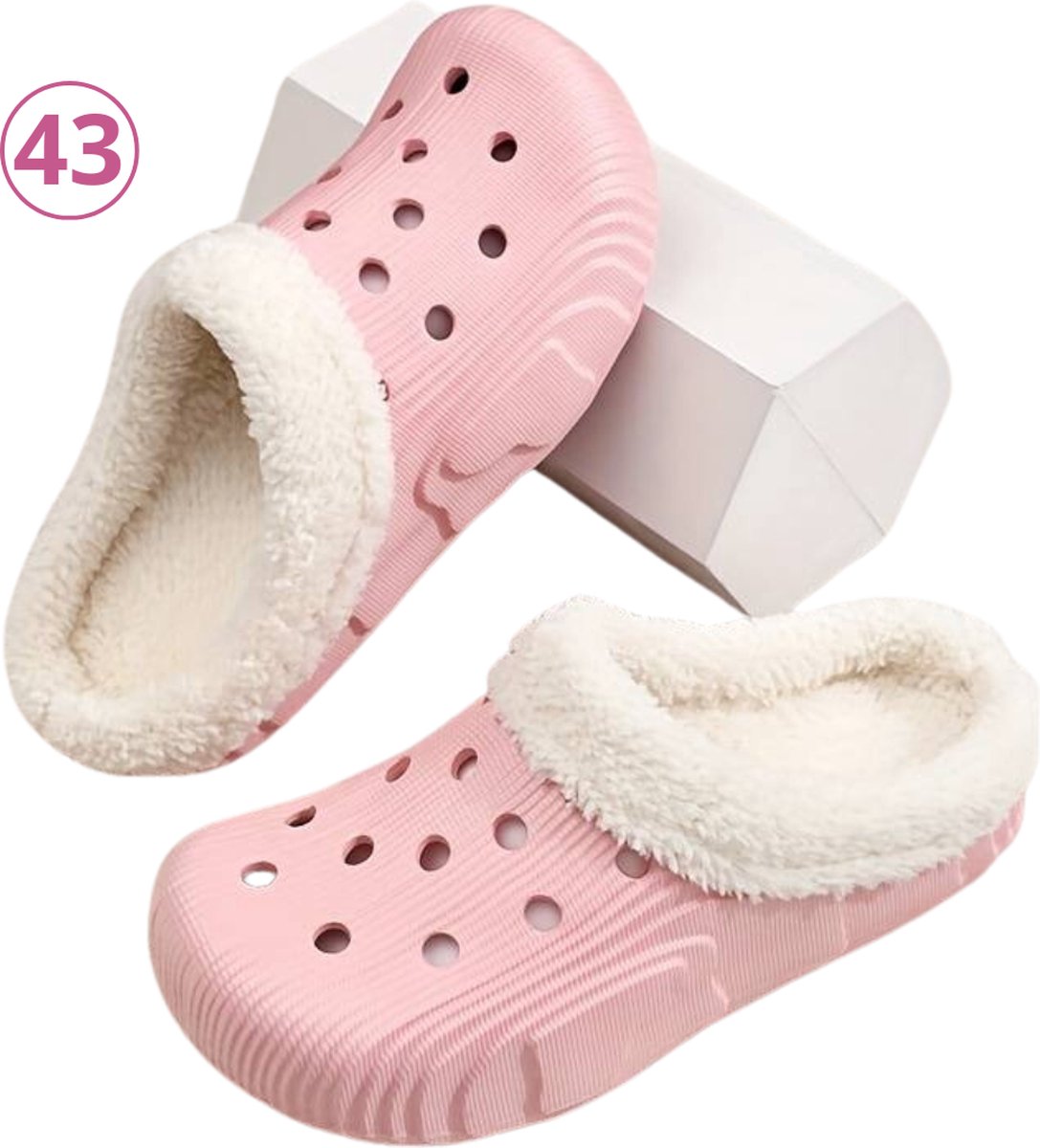 Nivard Warme Pantoffels - Sloffen - Slippers - Dames - Heren - Pluche - Maat 41 - Licht Roze