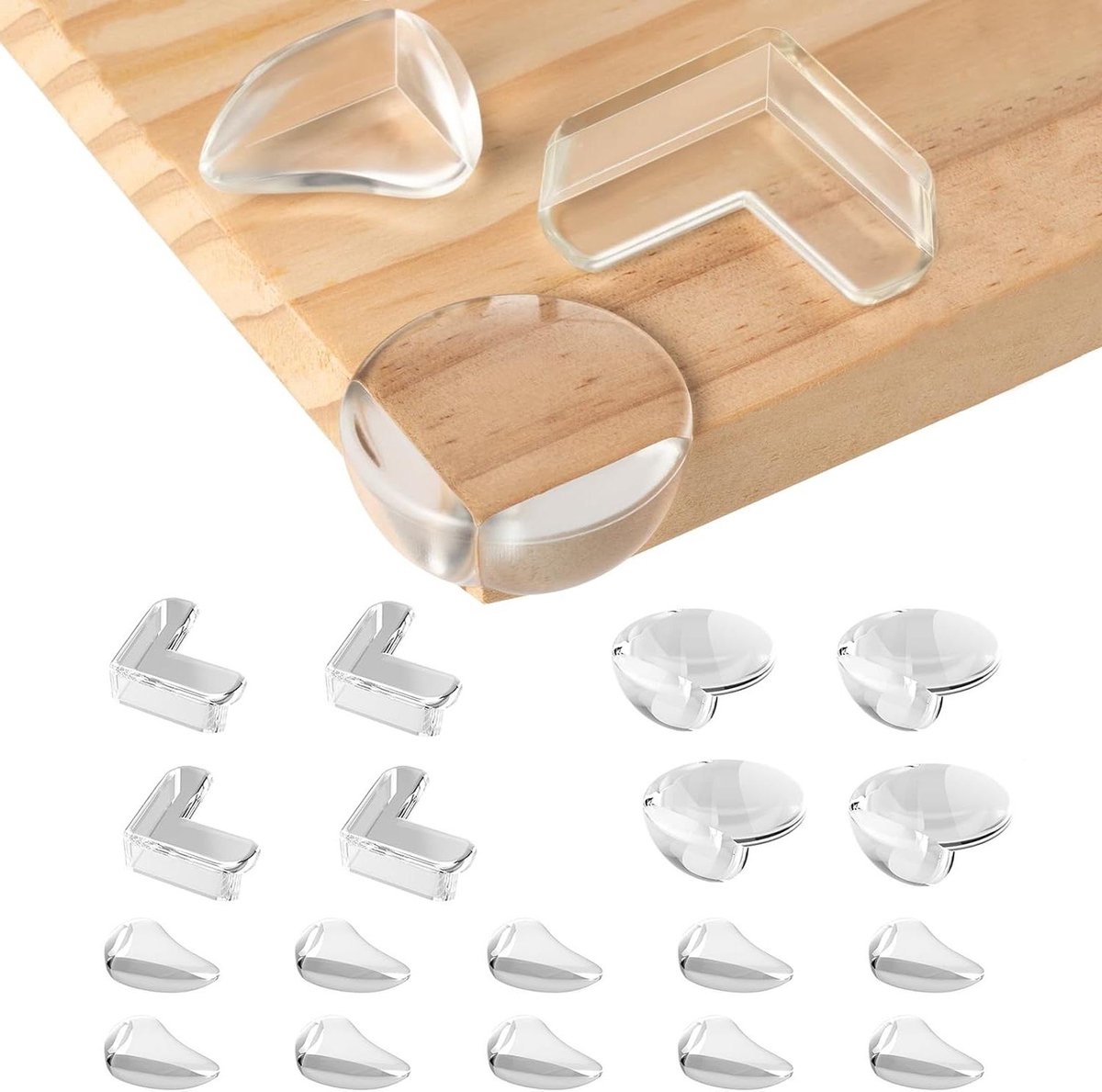 Hoekbeschermers Baby - Hoekbeschermers voor kinderen - 18 stuks - kindertafelhoekbeschermer - Baby Proofing Safety - Corner meubelhoekbeschermer - drie stijlen - kristalhelder - meubelhoekbeschermer - voor meubels tegen scherpe hoeken