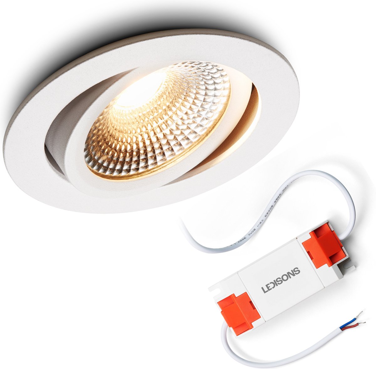 Scandinavian home Set van 3 LED inbouwspots 230V 5,8W warm wit dimbaar WarmDim 68mm - 75mm I badkamer IP44 I CRI 90 500lm 3000K I Design Roestvrij staal