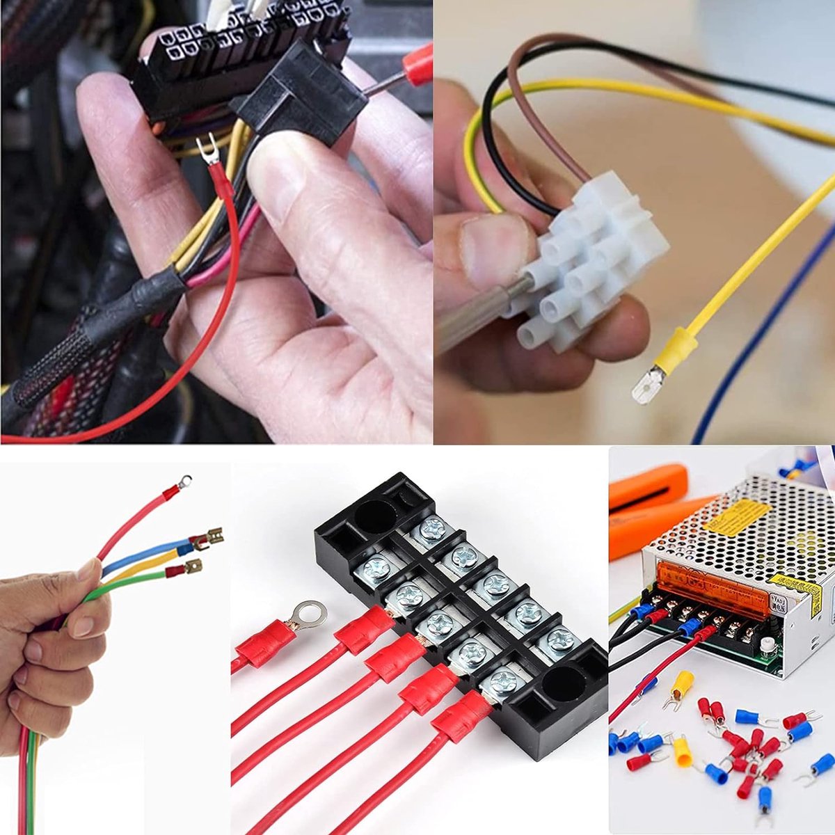 flintronic Kabelschoenenset, 350 stuks, platte steekhulzen assortiment 0,5 - 6,0 mm², elektrische platte stekkers, kabelschoenen, platte stekkers