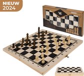 - Luxe Schaakspel - Schaakset XXL- Schaken - Schaakbord Met Schaakstukken - Inclusief Ebook - Hout - Inklapbaar - 34cm bij 34cm