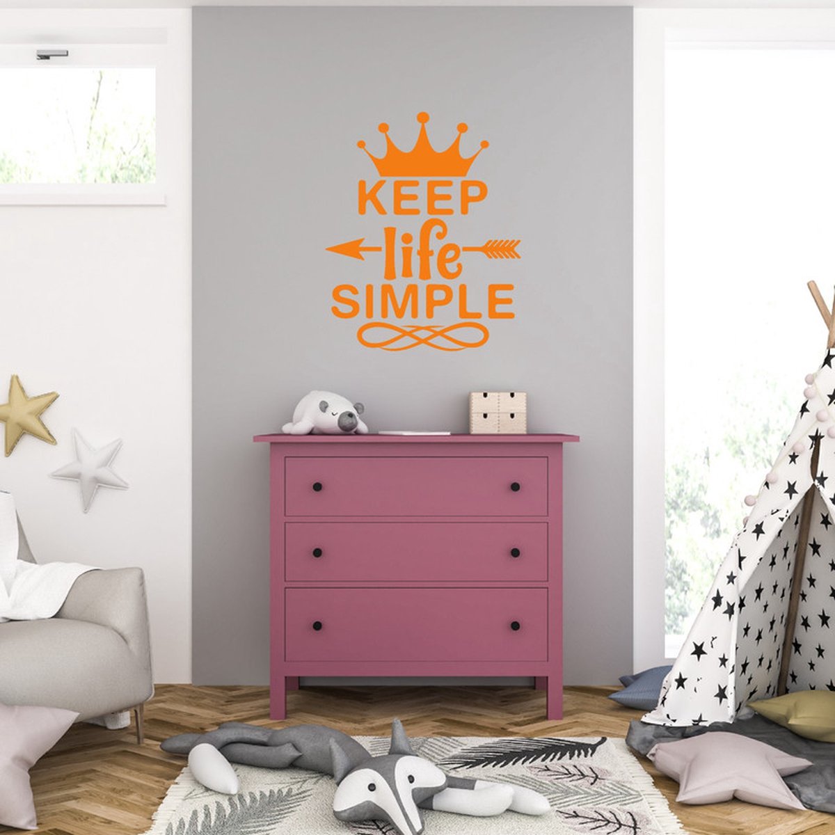 MC Living Muursticker - Keep Life Simple - 46,4 x 56 - Oranje
