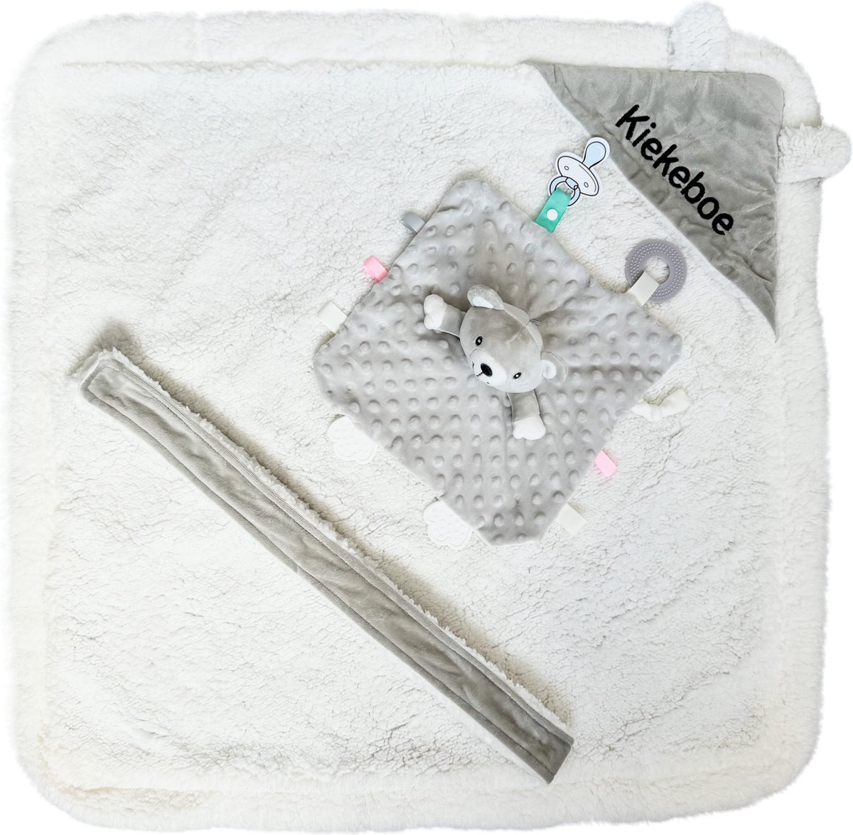 Kraamcadeau, kraamcadeau unisex - luxe kraamcadeau -gender reveal - baby omslagdoek / badydeken met knuffel met bijtring - babycape, babydeken - kan ook rechtstreeks worden verstuurd als cadeau – foto 8