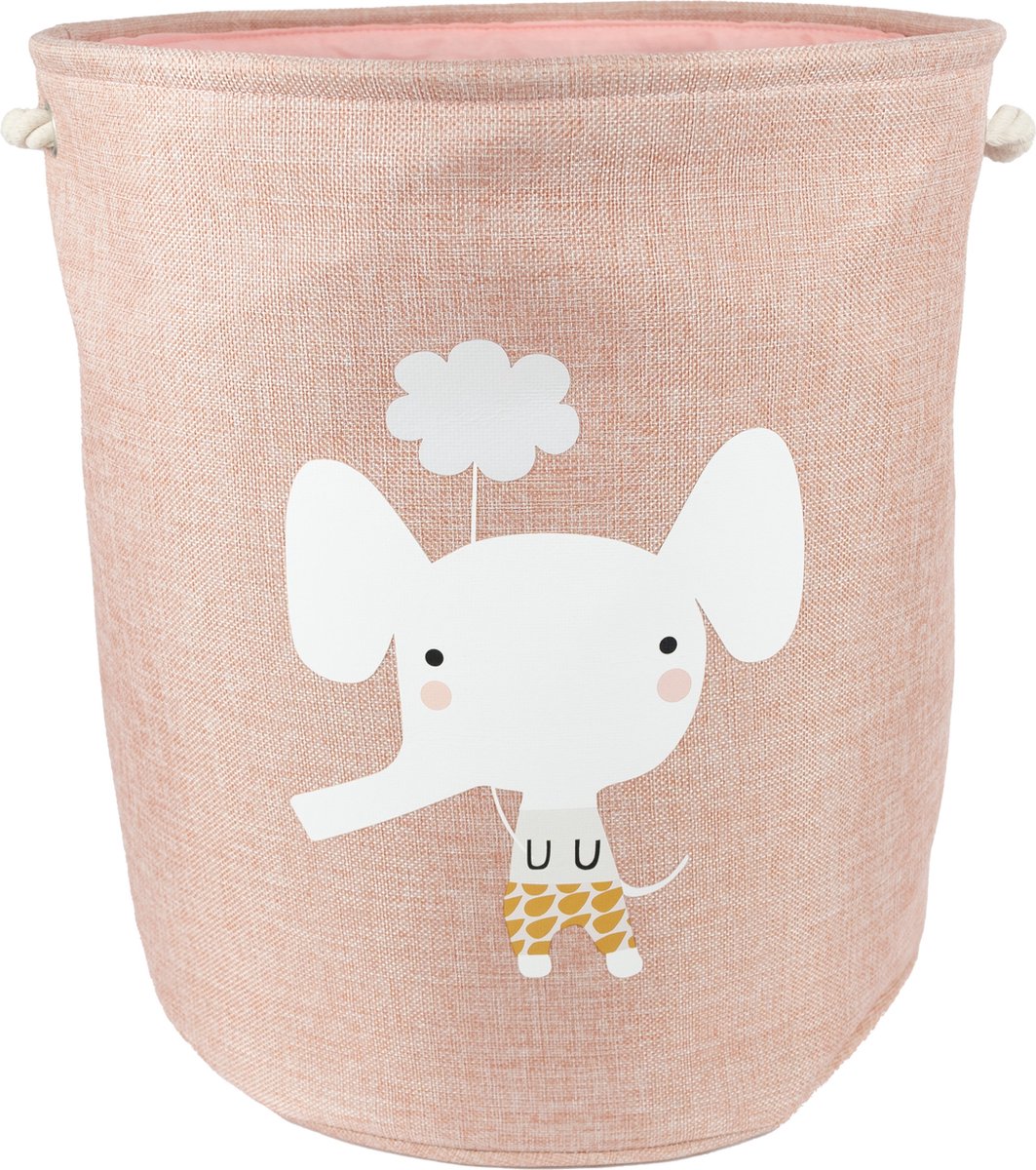 Honeybears Speelgoedmand kinderen – Opbergmand kinderkamer – Wasmand baby – Speelgoedmand baby – Rose olifant – 40 x 45 cm – 45 Liter