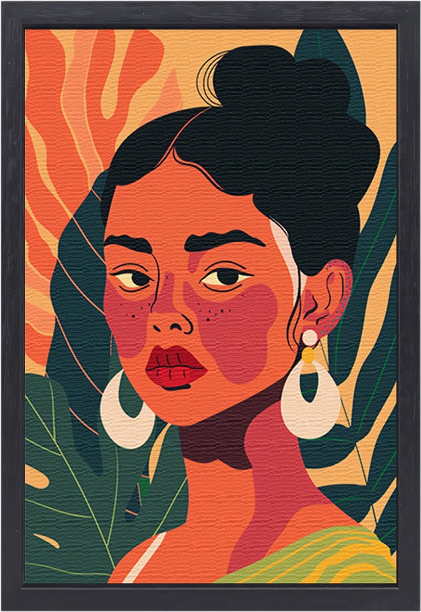 Vrouw schilderijen - Portret schilderijen - Schilderijen canvas Planten - Muurdecoratie ki