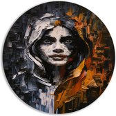 Abstract expressionisme wandbord - Moderne kunst wandbord - Wandcirkels Woonkamer - Muurdecoratie kinderkamer - Wandcirkel - Schilderijen & posters muurcirkel aluminium 100x100 cm