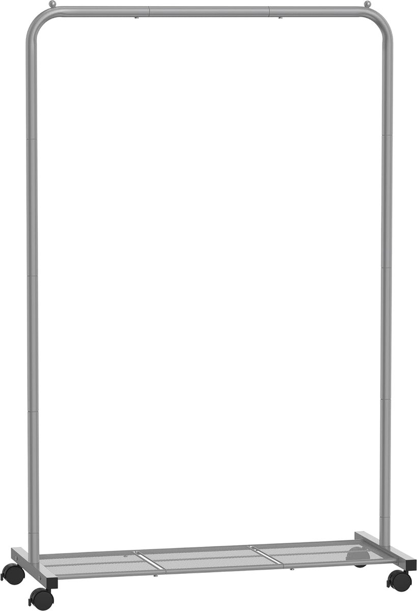 FurnStar - Kledingrek - kledinghangers - kledingrek op wieltjes - kledingrek metaal - 40 kg draagvermogen - met opbergplank - eenvoudige montage - draagbaar - 40.5 x 91 x 158 cm - Grijs