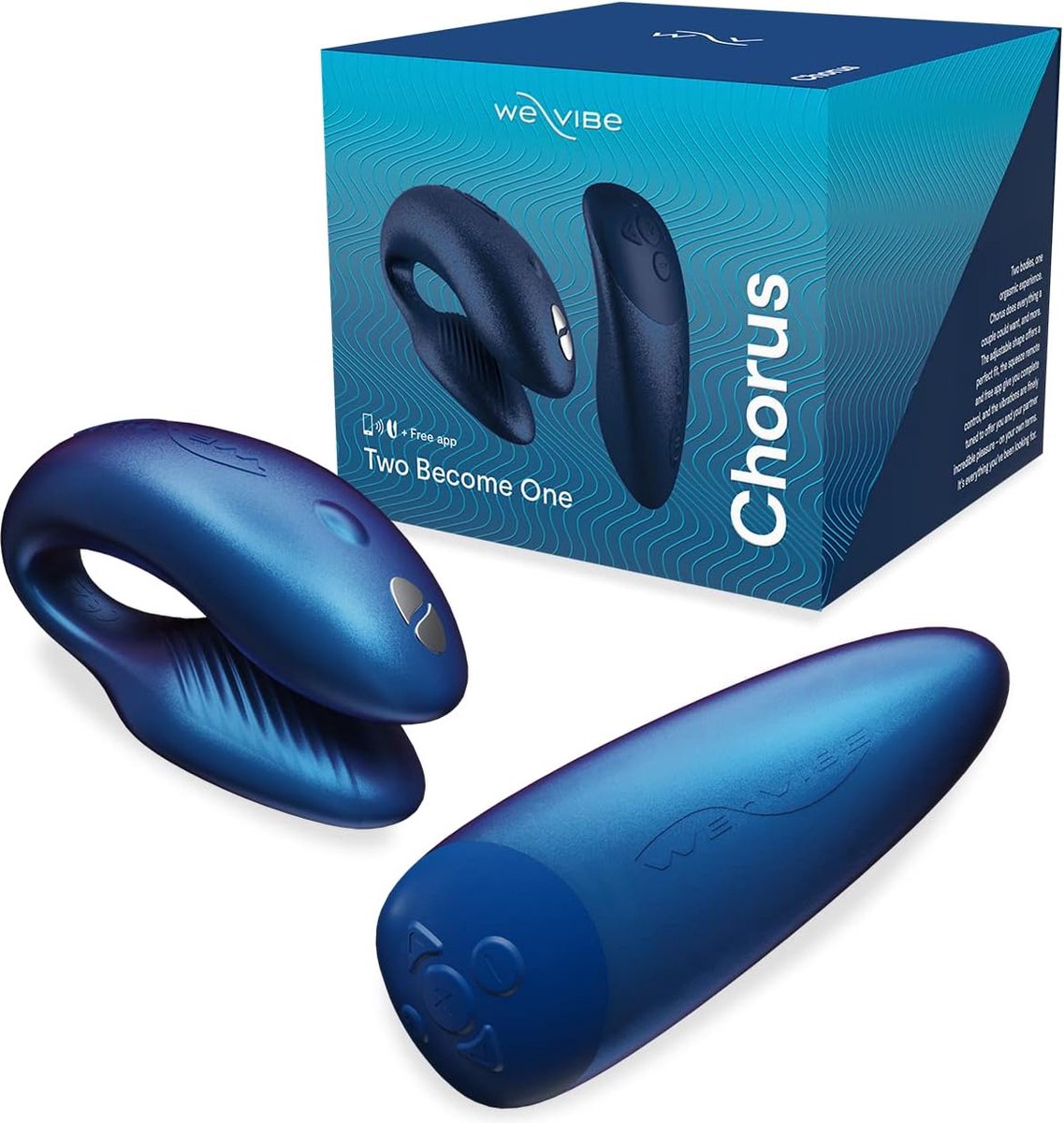 Goedkoopste WE-VIBE Chorus Paar-Vibrator voor clitoris- en G-spotstimulatie met Squeeze Remote, opzetvibrator voor haar en hem, 100 waterdicht, haptische afstandsbediening, app-bediening