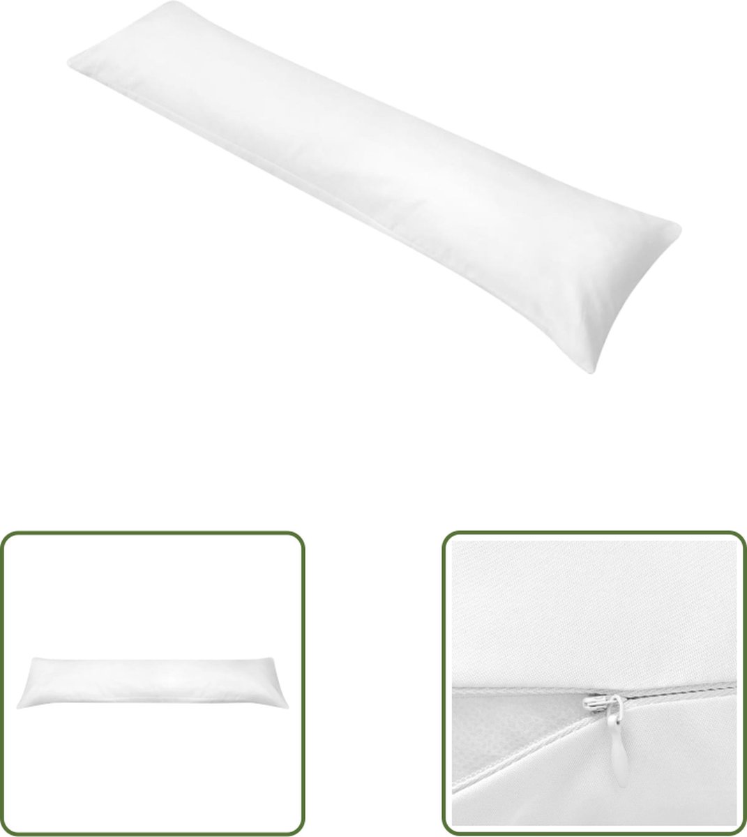 vidaXL Zijslaapkussen - Zijde Slapen - Zijslaapkussen 40x145 cm wit - Hoofdkussen - Microfiber Kussen - Katoenkussen