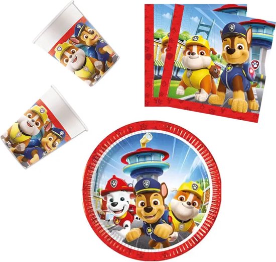 Foto: Paw patrol partyset 36stuks bord en bekerset rood kinderen