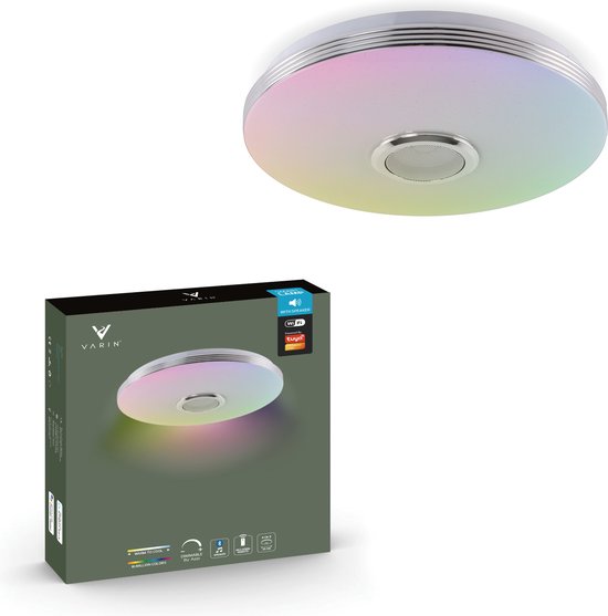 Varin® LED Plafondlamp Tuya Wifi met Bluetooth speaker - Ø 33cm - Smart lamp met afstandsbediening & app - Plafonniere - Verlichting kinderkamer, slaapkamer, woonkamer - Plafond lamp verlichting - RGB Plafondlampen - Ceiling light - Plafoniere