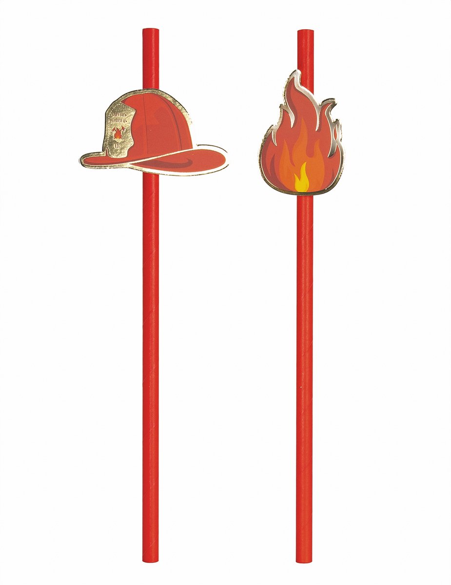 PARTYPRO - 10 rode brandweer rietjes 20 cm