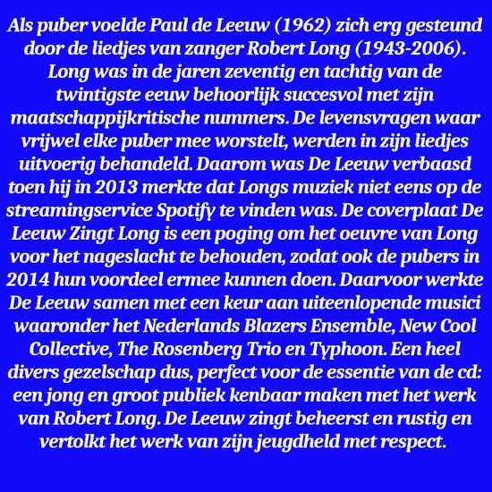 De Leeuw Zingt Long (Liedjes Van Robert Long)