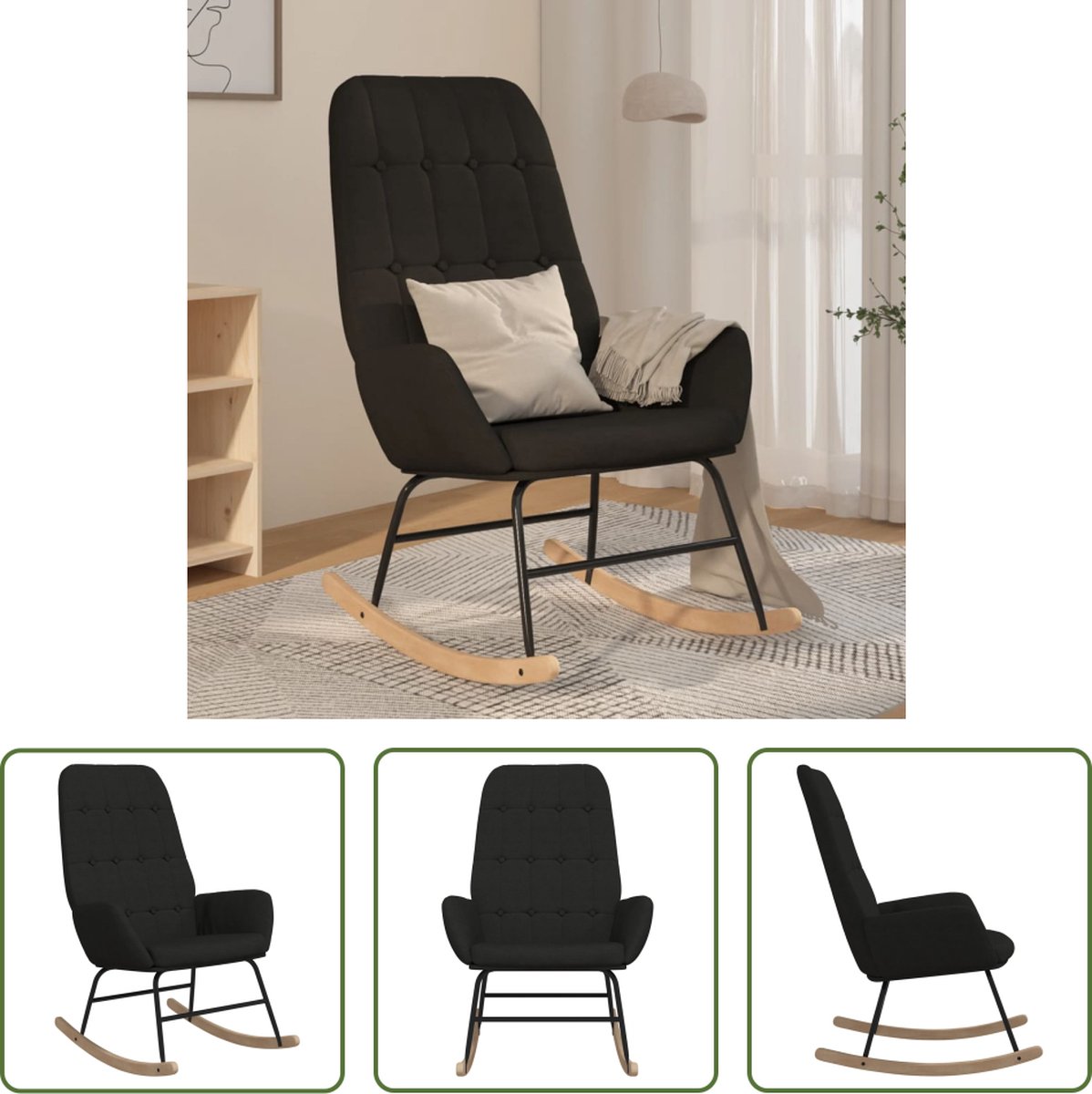 The Living Store Schommelstoel 70 x 79 x 101 cm Zwart