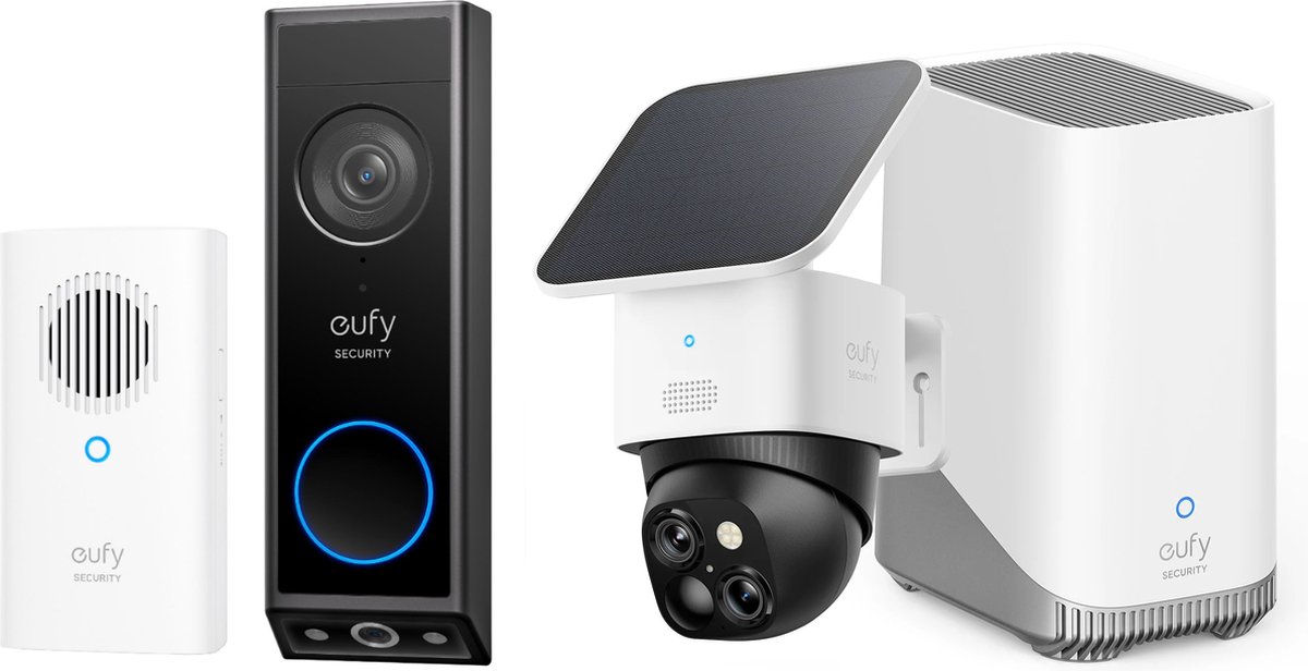 eufy Security S340 SoloCam - 360° buitencamera + HomeBase 3 + E340 deurbel incl Gong- Bundelvoordeel