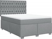 vidaXL - Sommier tapissier - avec - matelas - tissu - gris clair - 140x200 - cm