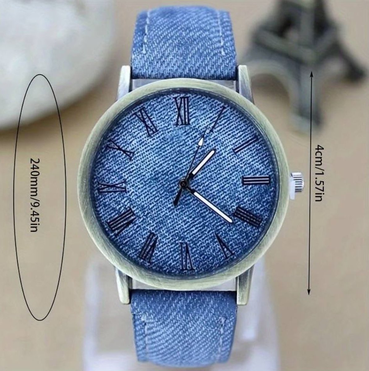 Horloge jeanslook donkerblauw