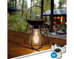 Solar tafel- en hanglamp buiten 'Vogue' - Voordeelset van 3 stuks - Tuinverlichting - Buitenlampen op zonne-energie - Zwart Solar tafel- en hanglamp buiten 'Vogue' - Voordeelset van 3 stuks - Tuinverlichting - Buitenlampen op zonne-energie - Zwart