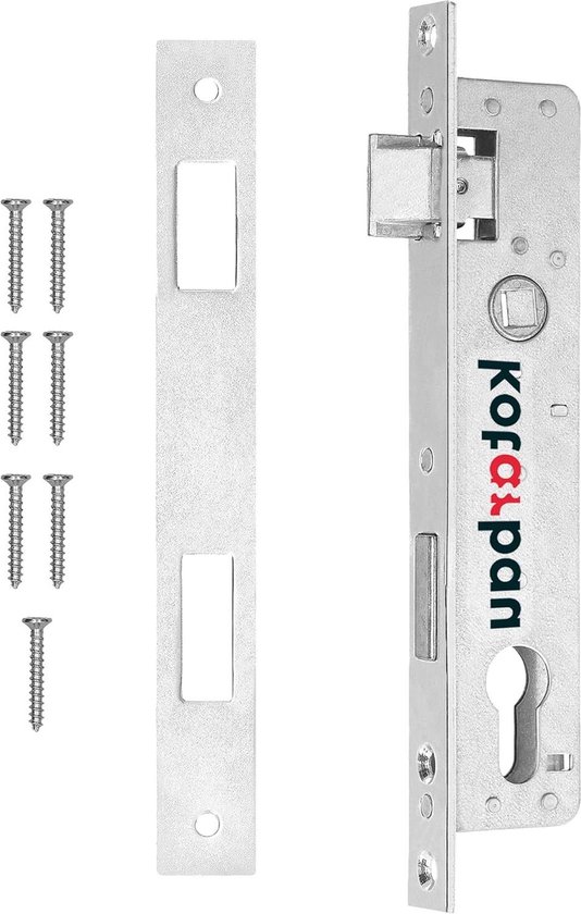 Foto: Insteekslot 90 20mm pin rechts links profielcilinder slot deurslot voordeur frameslot met afdekplaat verzinkt roestvast staal haakslot