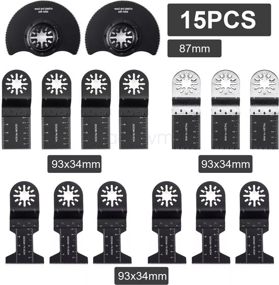 zaagbladenset, 15-delige multitool-accessoireset, oscillerende... | bol