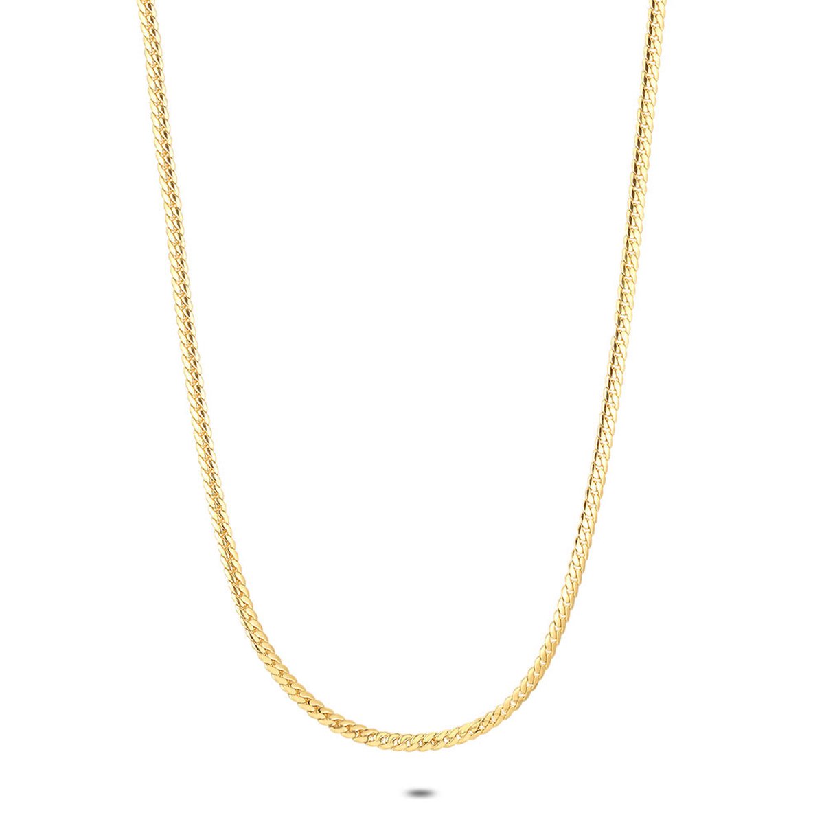 Twice As Nice Halsketting in goudkleurig edelstaal, platte gourmet 40cm+5cm
