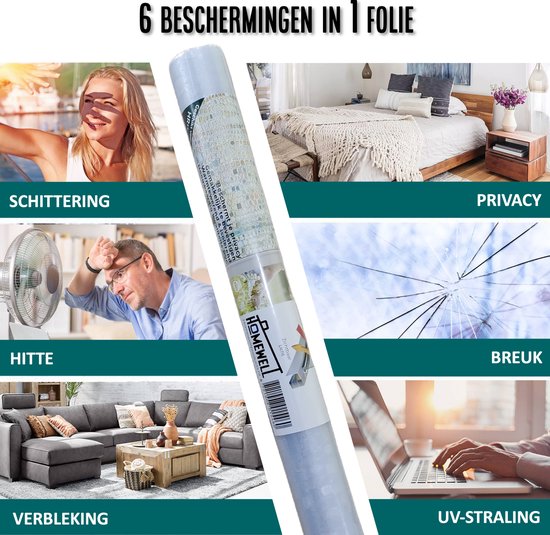 Homewell® 3D Regenboog Raamfolie HR++(+) - Anti-Inkijk - Isolerend & Zonwerend - 90x200cm – Statisch - Prisma Bejuweled Effect