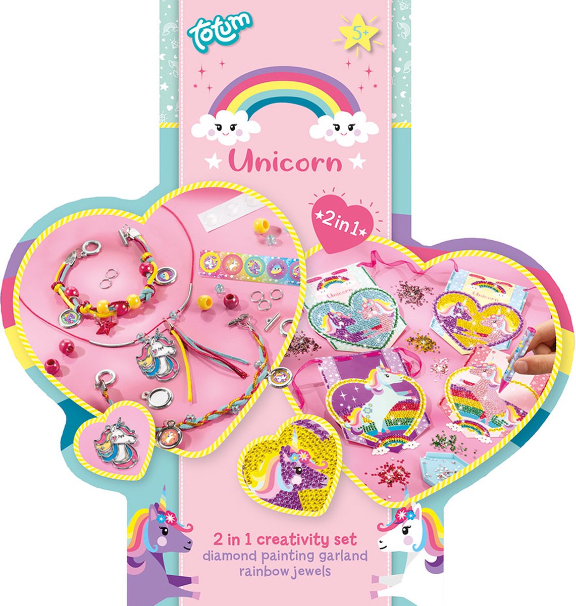 Totum Unicorn knutselkoffer 2-in-1 knutselset armbandjes maken en diamond painting - creatief speelgoed meisjes vanaf 5 jaar cadeau tip knutselen sieradenpakket — afbeelding 4