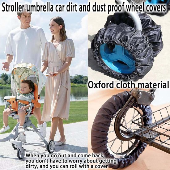 4 Stuks - Wielafdekkingen voor baby's - Kinderwagen - Buggy accessoires - Wielafdekkingen kinderwagen - wielafdekkingen rolstoelen - Waterdichte - Vuilafstotende - Kinderwagen wielen beschermhoezen van Yolannah — afbeelding 4