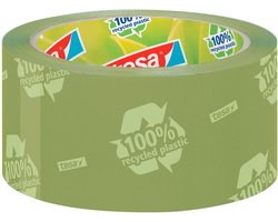 Tesa Pack® eco & Strong verpakkingstape, 66m x 50mm, groen met bedrukking, pak à 6 stuks