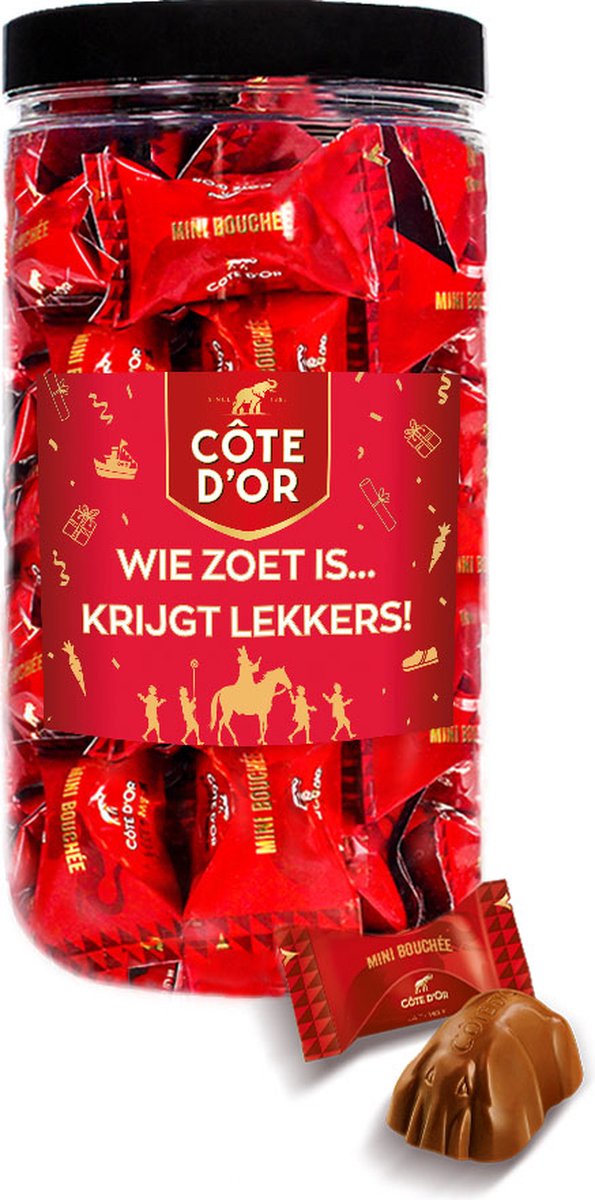 Cote d'Or Mini Bouchée "Wie zoet is... krijgt lekkers!" - chocolade voor Sinterklaas - melkchocolade met praliné - 500g
