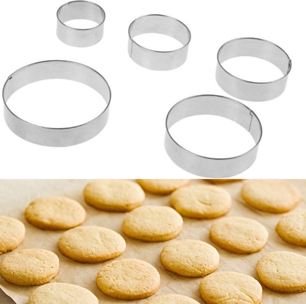 Uitsteekvormen set - 5 Cirkels - 3 tot 7CM - Ronde vormen voor uitsteken Koekjesdeeg, Fondant, Klei etc. RVS — afbeelding 4