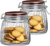 Urban Living Weckpot/pot de conservation - 2x - 1L - verre - dessus pivotant - couvercle en cuivre