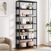 Bibliothèque Tribesigns – Bibliothèque à 6 Tier – Étagère de Étagères industrielle haute – Pour salon, chambre à coucher – Zwart
