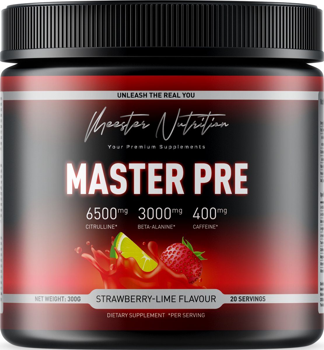 Goedkoopste Meester Nutrition - Pre-Workout Master Pre Strawberry & Lime - Energy Drink - De Sterkste Én Lekkerste Van Nederland