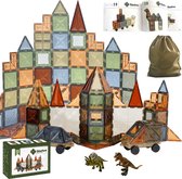 Jouets magnétiques Dino Park 102 pièces - Jouets Montessori - Jouets de construction - Bouwstenen magnétiques - Tuiles magnétiques - carrelages magnétiques - Jouets magnétiques