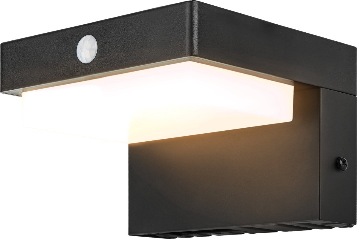 Brendz Solar Buitenlamp met Bewegingssensor 400 Lumen IP44 Waterbestendig 2 Lichtmodi 3000K Warm Wit Licht LED Solar Wandlamp Buiten Buitenlamp met Bewegingssensor Lima