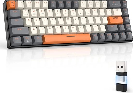 Wireless Gaming Keyboard - 60% Keyboard - Mechanisch Toetsenbord Draadloos - Red Switches - Bluetooth/Usb Draadloos
